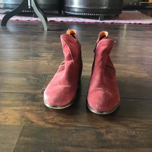 Red suede booties! Love them, but I never really wear them!